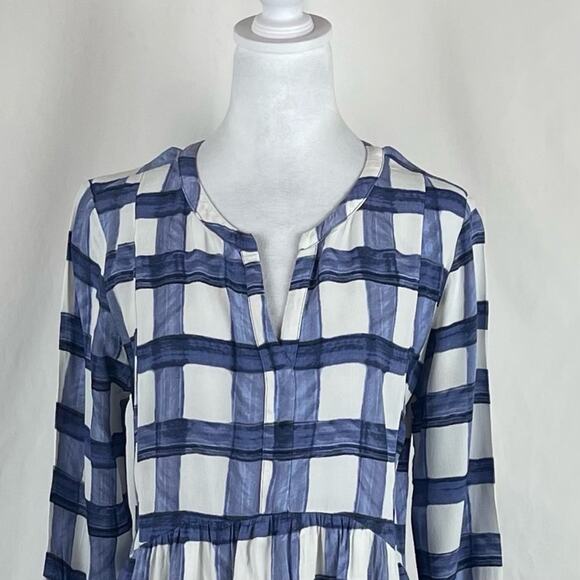 Anthropologie Maeve Blue And White Plaid Cottage Boho Chic Dress NWOT Size M - Picture 3 of 13